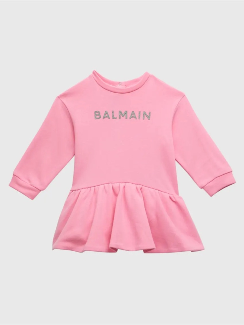 Balmain Girl's Glitter Logo-Print Drop Waist Sweater Dress 36M
